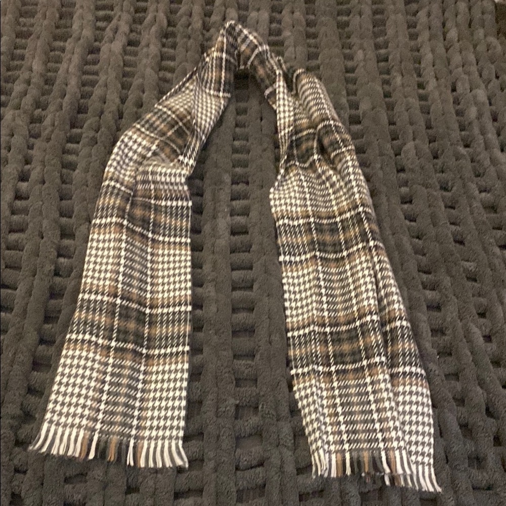Classic Men's Checkered Scarf in Black, White, and Brown